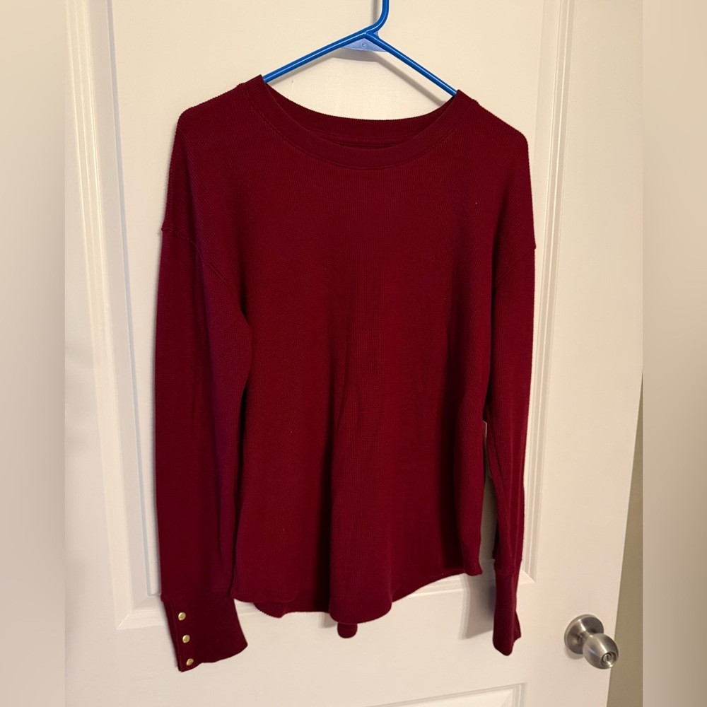 NWT Sonoma Burgundy Women's Top Size Small Gold Cuff Snaps
